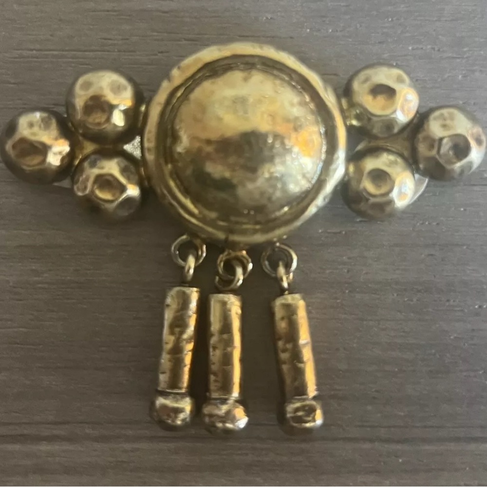 $75 FIRM Hammered Gold Brooch signed by Artist